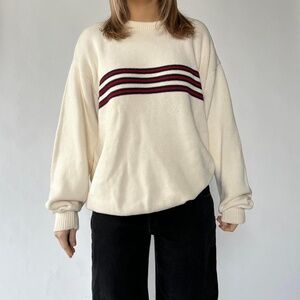 Vintage Striped Sweater Skater Chunky Knit XL Tall